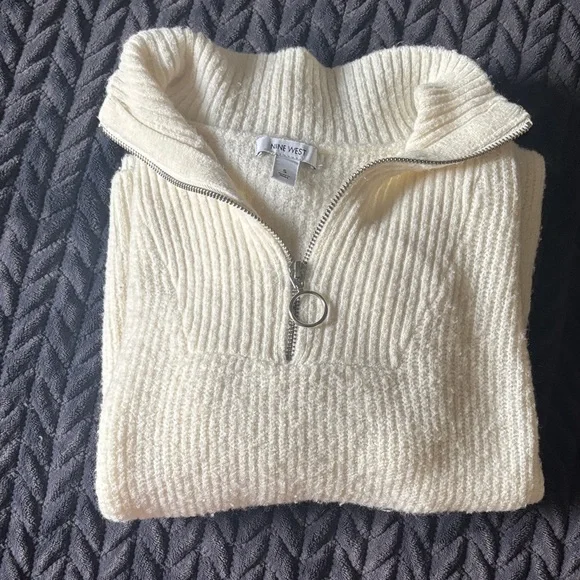 Nine West Cream Quarter-zip Sweater - Picture 4 of 4